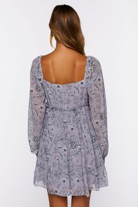 GREY/MULTI Floral Print Peasant-Sleeve Mini Dress, image 3