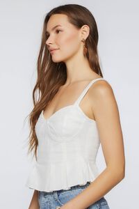 WHITE Pleated Cropped Peplum Top, image 2