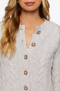 HEATHER GREY Faux Pearl-Button Cardigan Sweater, image 5