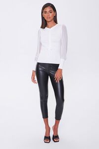 IVORY Sweater-Knit Ruched Top, image 4