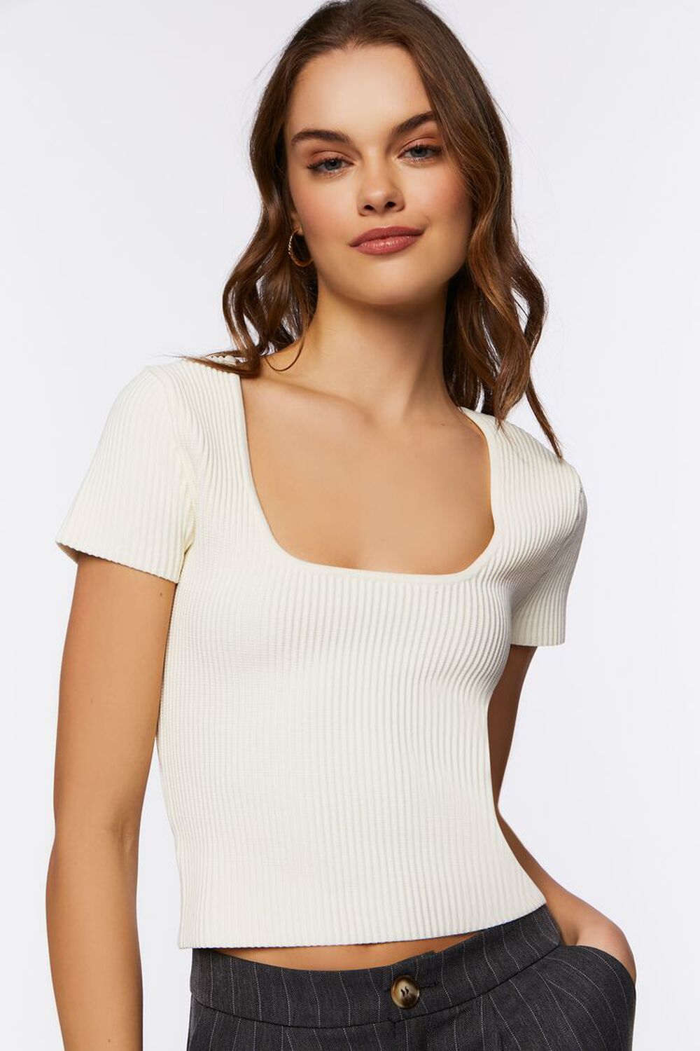 Ribbed Sweater-Knit Top, image 1