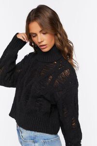 BLACK Distressed Turtleneck Sweater, image 2