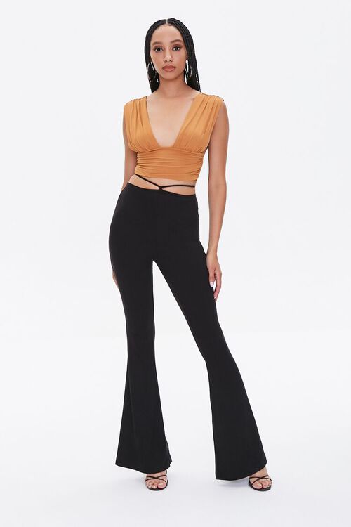CAMEL Plunging Ruched Crop Top, image 5