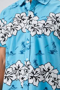 TEAL/WHITE Tropical Floral Print Shirt, image 5
