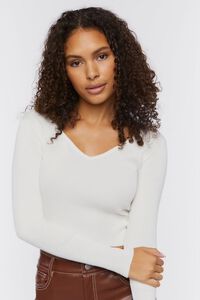 VANILLA Ribbed Cropped Fitted Sweater, image 1