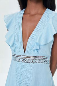 POWDER BLUE Ruffled Lace-Trim Cap-Sleeve Dress, image 5