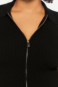 Plus Size Ribbed Knit Zip-Up Top, image 5