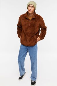 BROWN Plush Half-Zip Jacket, image 4