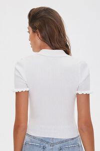 Collared Ribbed Lettuce-Edge Tee, image 3
