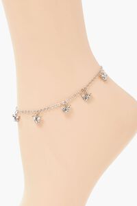 SILVER/CLEAR Rhinestone Butterfly Charm Anklet, image 2