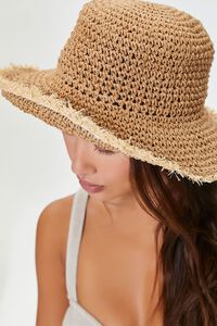 NATURAL Frayed Straw Bucket Hat, image 3