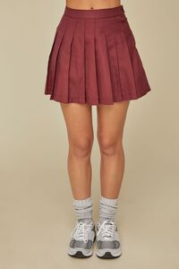 MAROON Pleated A-Line Mini Skirt, image 2