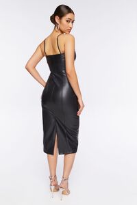 BLACK Faux Leather Midi Dress, image 3