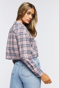PINK/MULTI Plaid Flannel Cropped Shirt, image 3