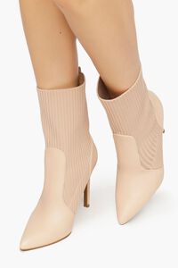 NUDE Faux Leather-Trim Sock Booties, image 1