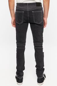 BLACK Distressed Zippered Skinny Jeans, image 4