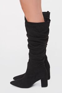 BLACK Faux Suede Slouch Boots, image 2