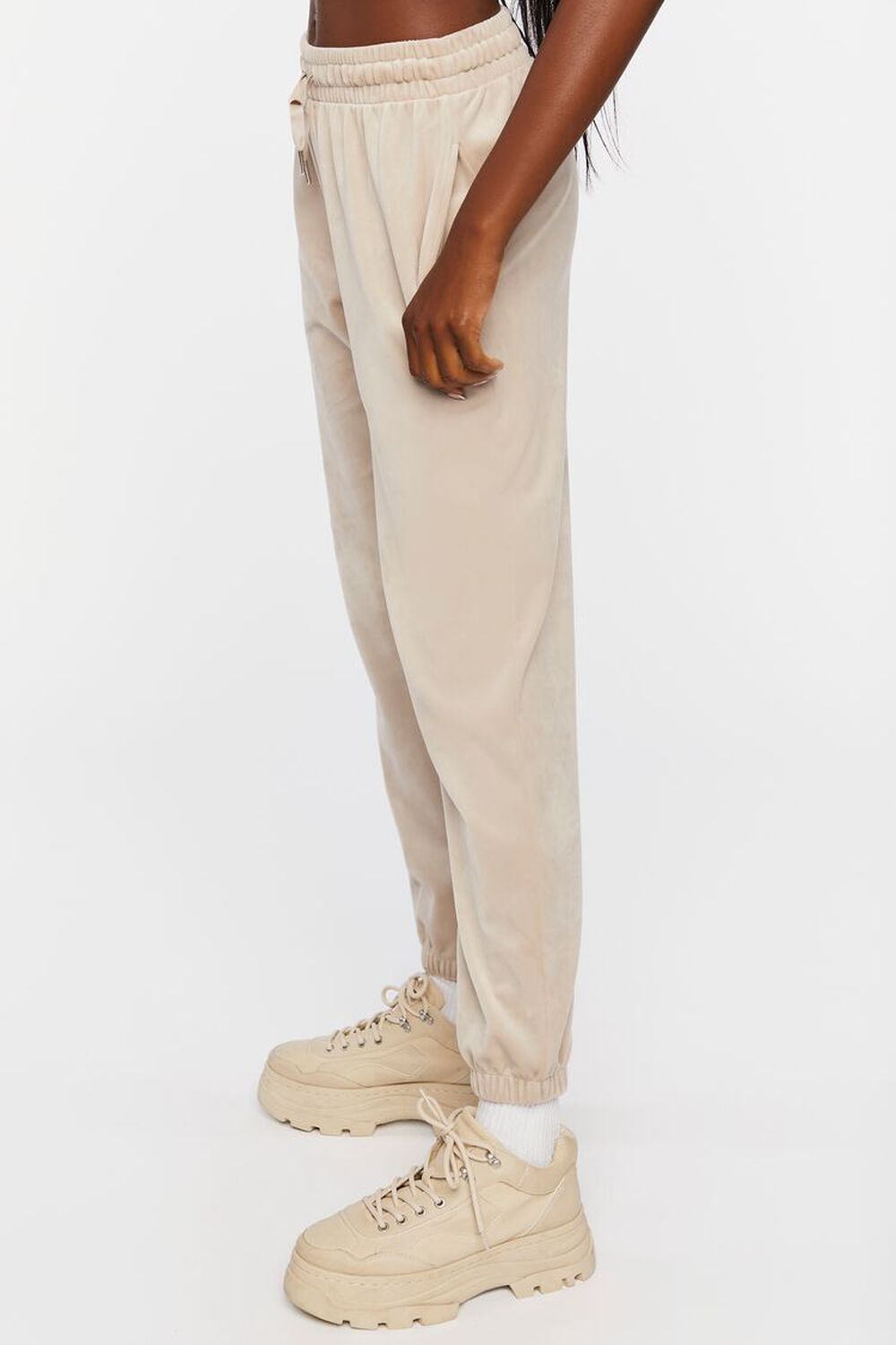 OYSTER GREY Velour Drawstring Joggers, image 3
