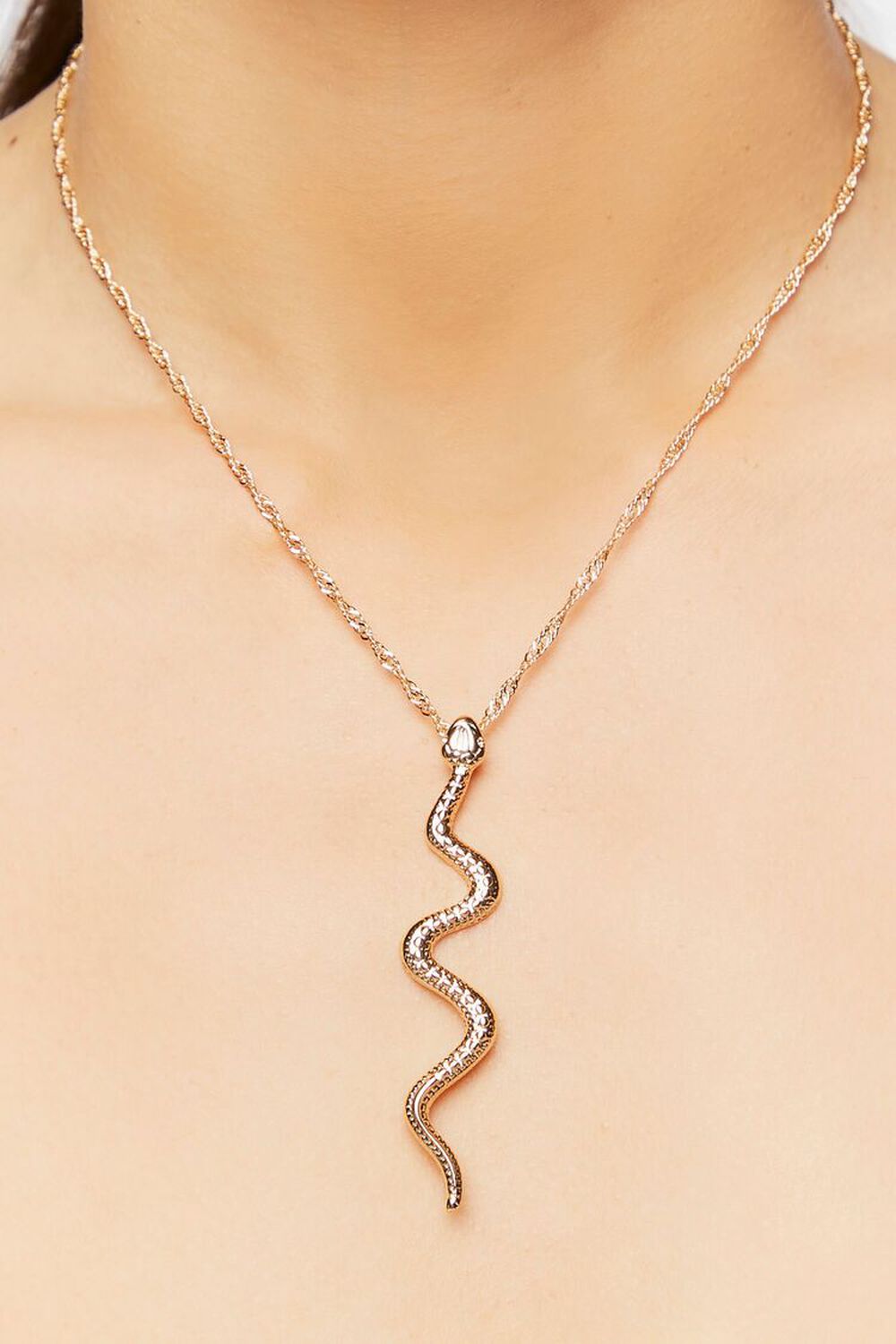 GOLD Snake Pendant Necklace, image 1
