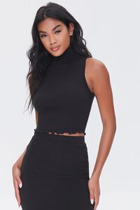 BLACK Mock Neck Top & Midi Skirt Set, image 4