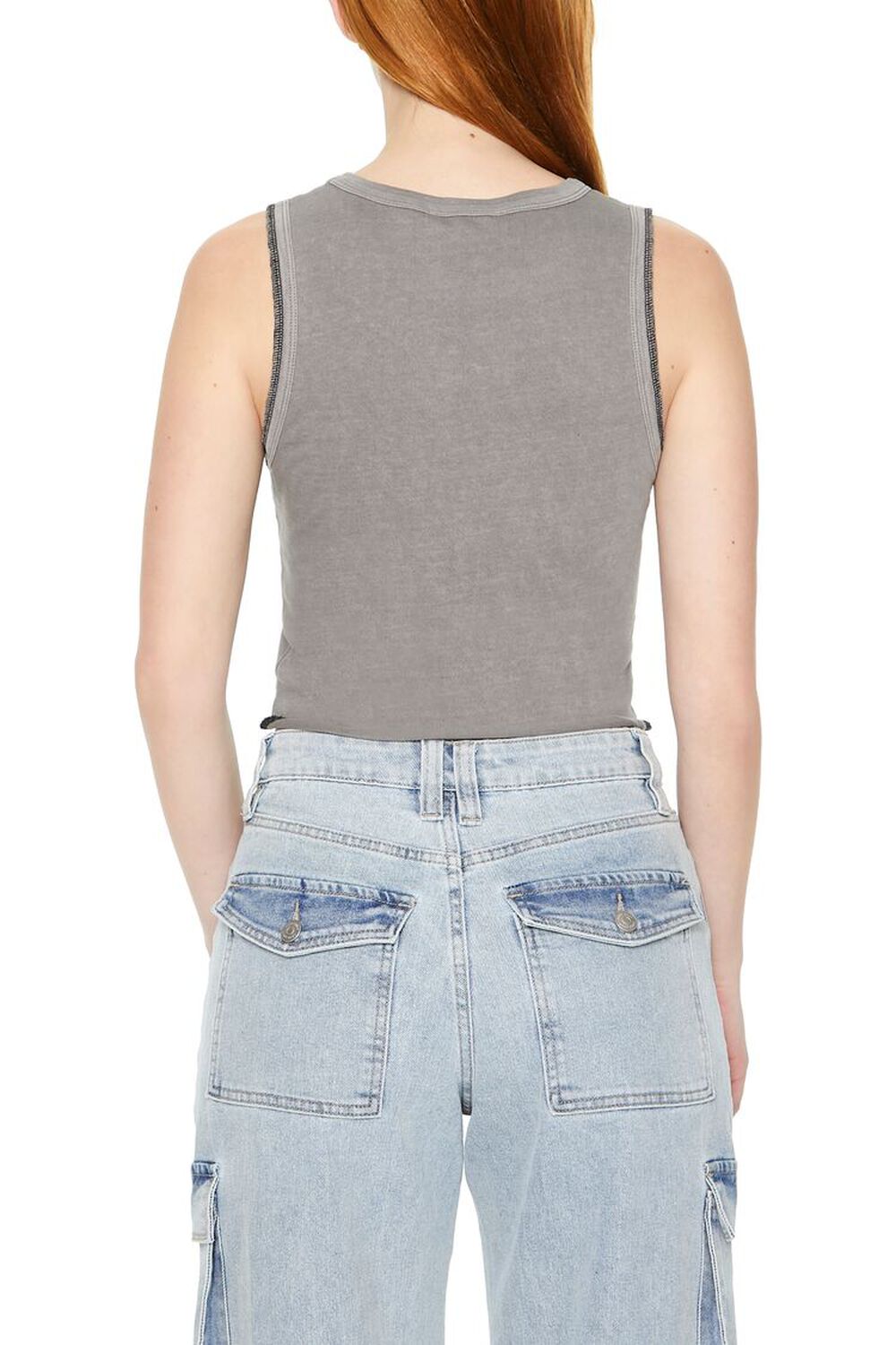 CHARCOAL/MULTI Cropped Austin Graphic Tank Top, image 3