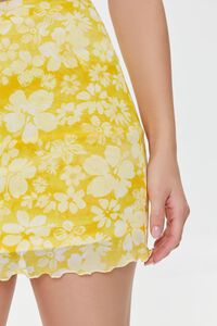 YELLOW/MULTI Floral Print Mesh Mini Skirt, image 6