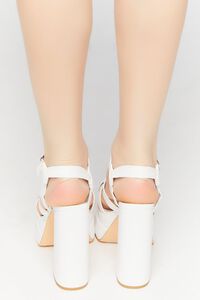 WHITE Faux Leather Caged Platform Heels, image 3
