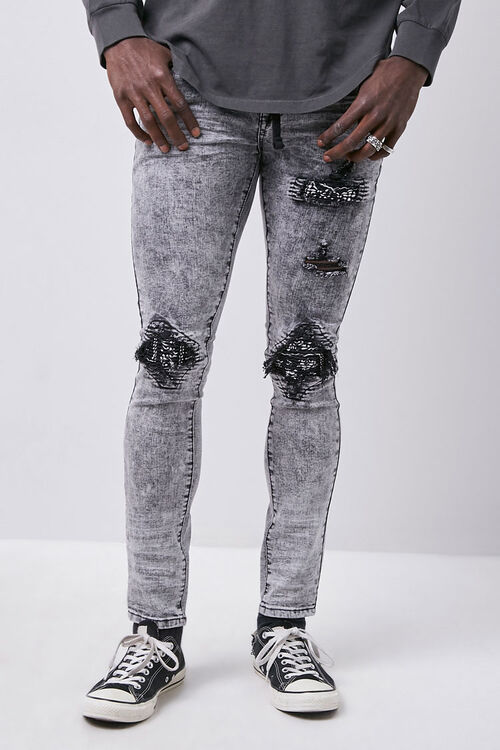 Distressed Bleach Washed Skinny Jeans