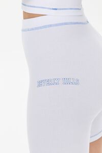 WHITE/BLUE Beverly Hills Graphic Biker Shorts, image 6