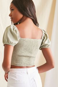 SEAFOAM Ruched Puff-Sleeve Top, image 3