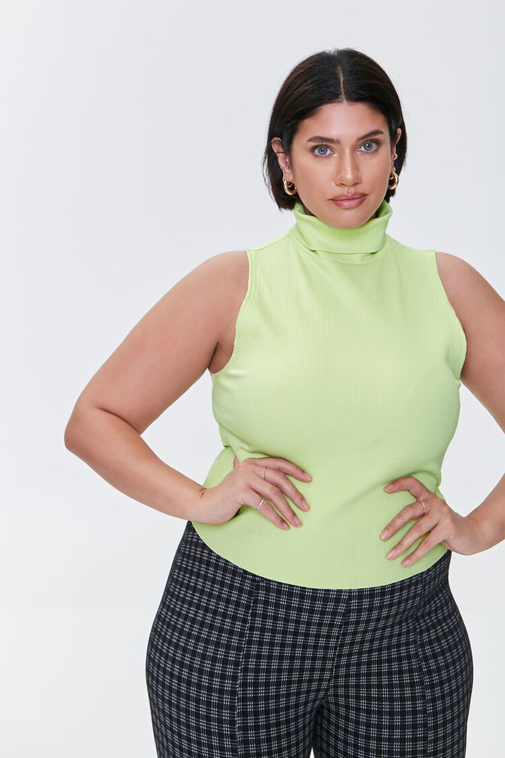 LIME Plus Size Ribbed Turtleneck Top, image 1
