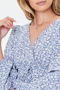 LIGHT BLUE/WHITE Ditsy Floral Print Flounce Top, image 5