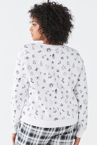 WHITE/BLACK Plus Size Christmas Print Sweatshirt, image 3