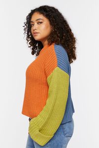 APRICOT/MULTI Plus Size Colorblock Sweater, image 2