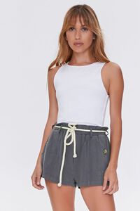 CHARCOAL Paperbag Rope-Belt Shorts, image 2
