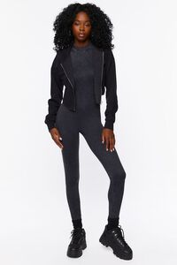 BLACK French Terry Zip-Up Hoodie, image 4