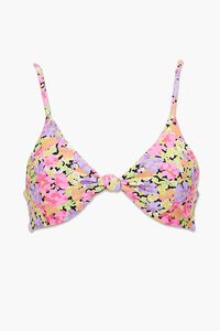 FLORAL/MULTI Floral Print Knotted Bikini Top, image 5