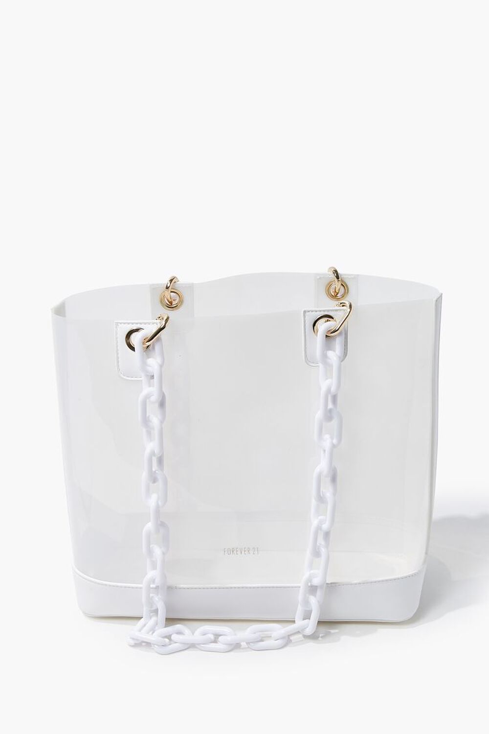 WHITE/CLEAR Transparent Chain-Strap Tote Bag, image 1