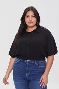 BLACK Plus Size Cropped Shirt, image 1