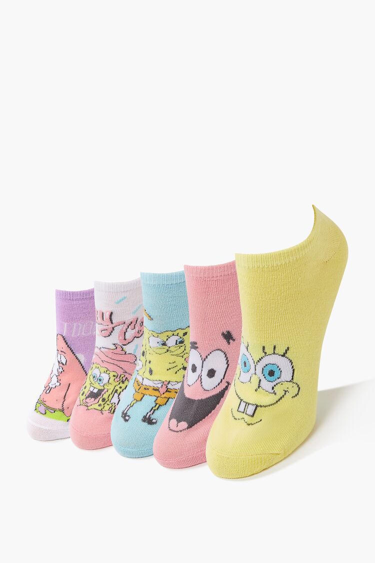 6 Pair Pack Women's Black SpongeBob Low Cut Socks 