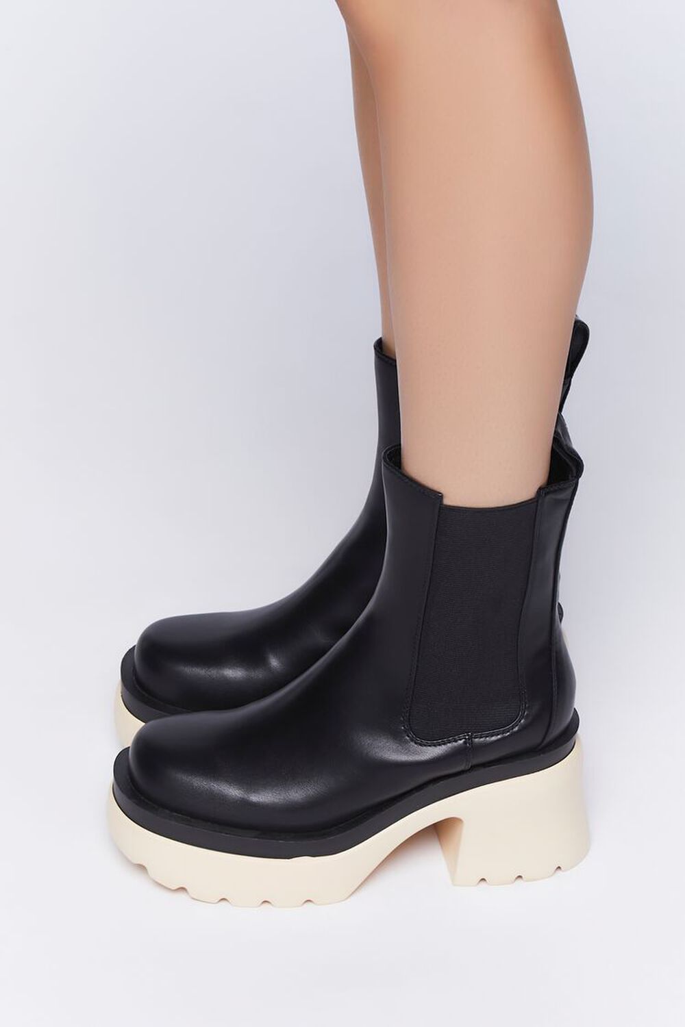 BLACK/CREAM Lug-Sole Chelsea Boots, image 2
