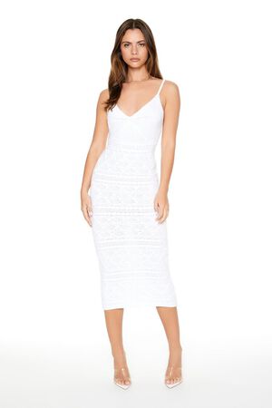 Shop the Tesla Cami Strap Asymmetrical Knee Length Dress White