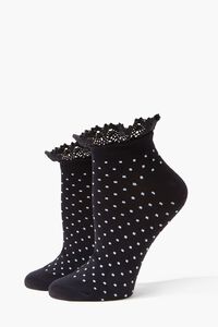 Polka Dot Lace-Trim Ankle Socks, image 1