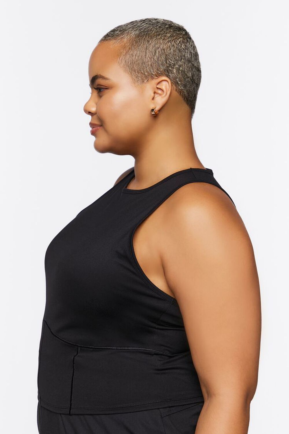 BLACK Plus Size Active Cropped Tank Top, image 2