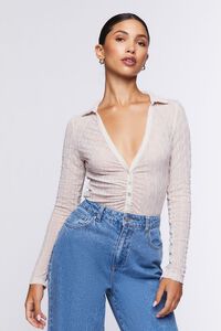 SILVER Textured Ruched Shirt, image 1