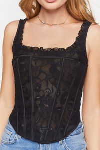 BLACK Lace Ruffle-Trim Corset Top, image 5