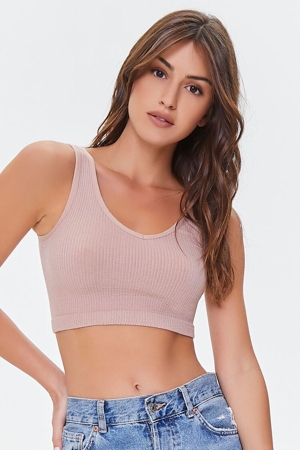 TAUPE Ribbed Seamless Bralette, image 2