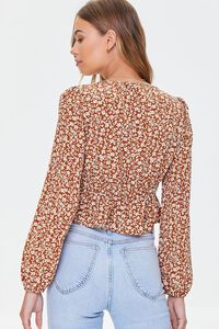 RUST/WHITE Ditsy Floral Print Flounce Top, image 3