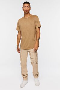BROWN Faux Suede Curved Tee, image 4