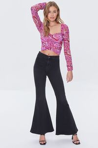 Marble Print Ruched Crop Top, image 4